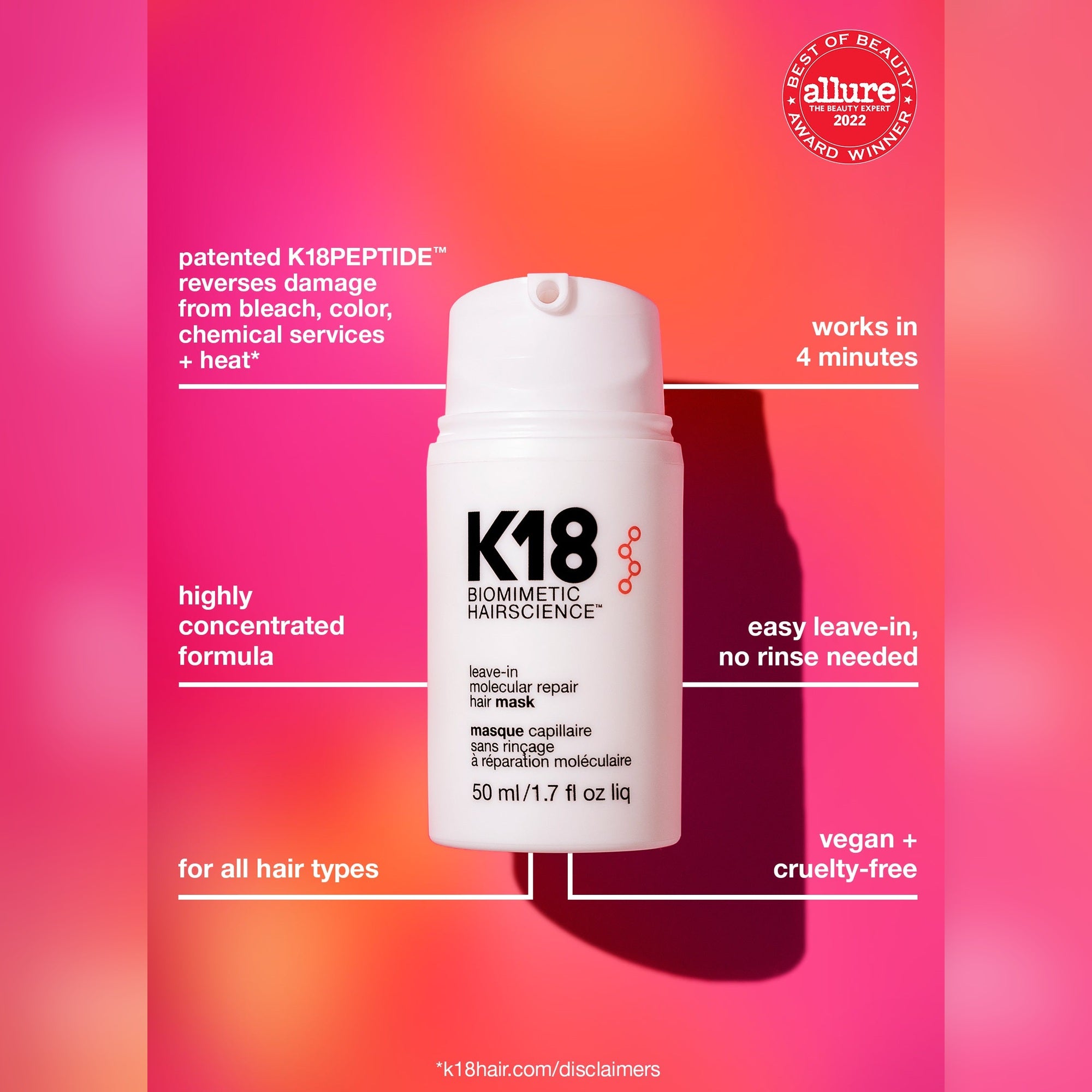 K18 x Future Society leave-in molecular hair mask 50ml