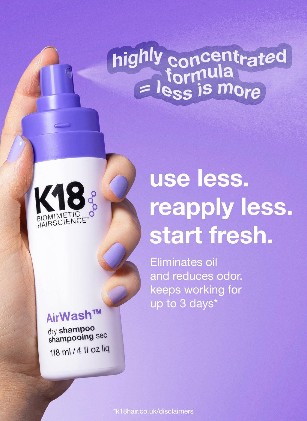 K18 Air Wash Dry Shampoo 118ml